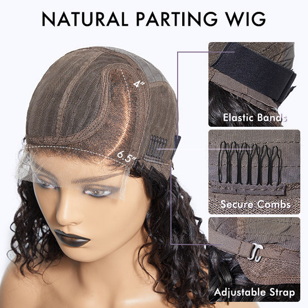 Boho-Chic | Super Bob Bohemian Curly Minimalist HD Lace Glueless C Part Short Wig 100% Human Hair - US Only