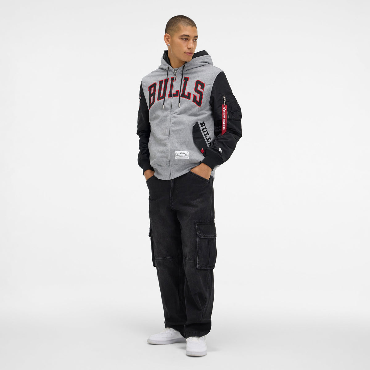 Alpha Industries x Toronto Raptors Gray MA-1 Full Zip Fleece Jacket