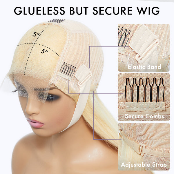 PreMax Wigs | Blonde 613 Silky Straight Glueless 5x5 Closure HD Lace Wig Pre-Cut Lace