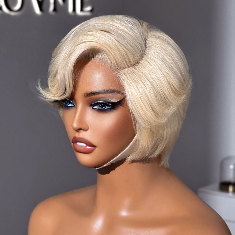 613 Blonde Pixie Cut Wig Glueless Minimalist HD Lace C Part Short Wig 100% Human Hair Pre-Cut Lace - LUVME GLUELESS™