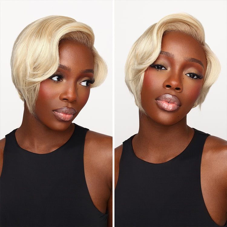 613 Blonde Pixie Cut Wig Glueless Minimalist HD Lace C Part Short Wig 100% Human Hair Pre-Cut Lace - LUVME GLUELESS™