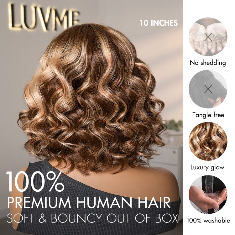 Ash Blonde Highlight Loose Wave Glueless Minimalist HD Lace Short Wavy Wig Pre-Cut Lace