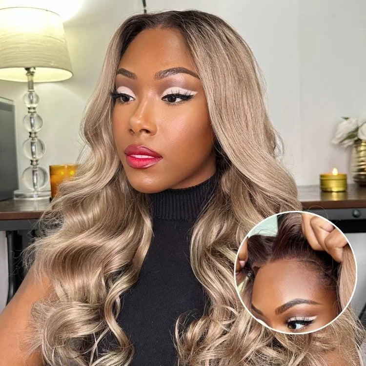 Ash Blonde Loose Body Wave 5x5 Closure Lace Glueless Wig Breathable Cap