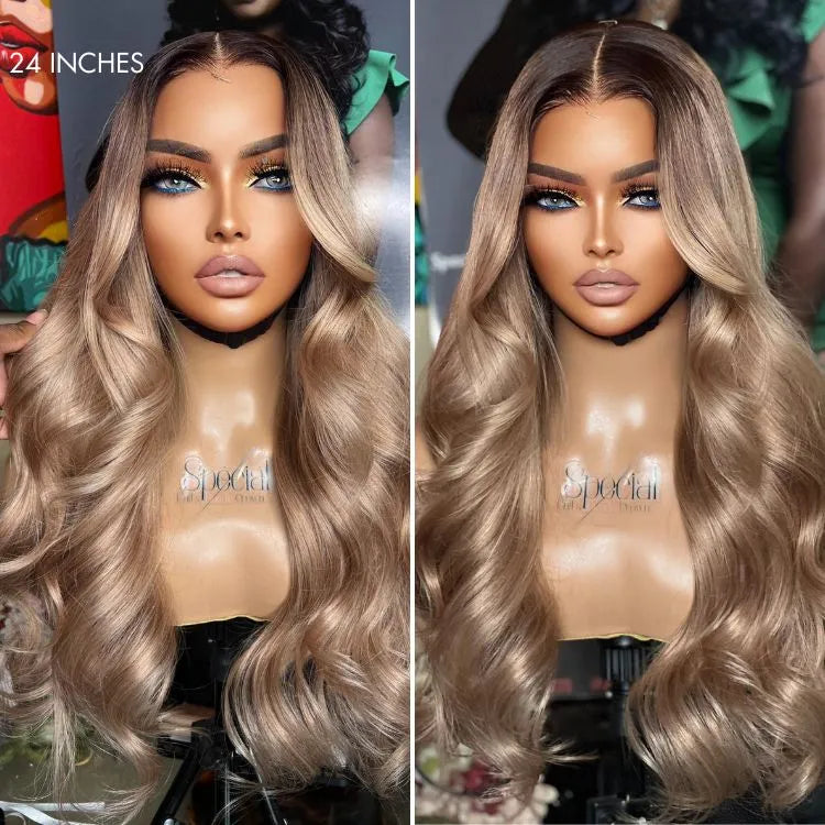 Ash Blonde Loose Body Wave 5x5 Closure Lace Glueless Wig Breathable Cap