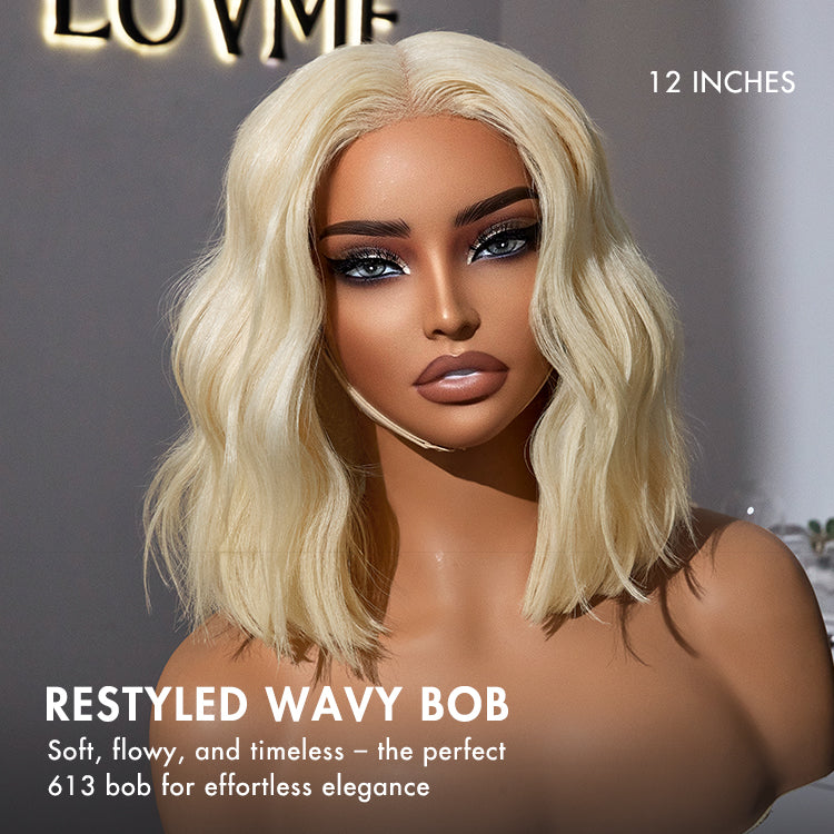 Easily Redyed 613 Blonde Blunt Cut Bob Wig Glueless Deep Middle Part 2x6 HD Lace Wig Pre-Cut Lace