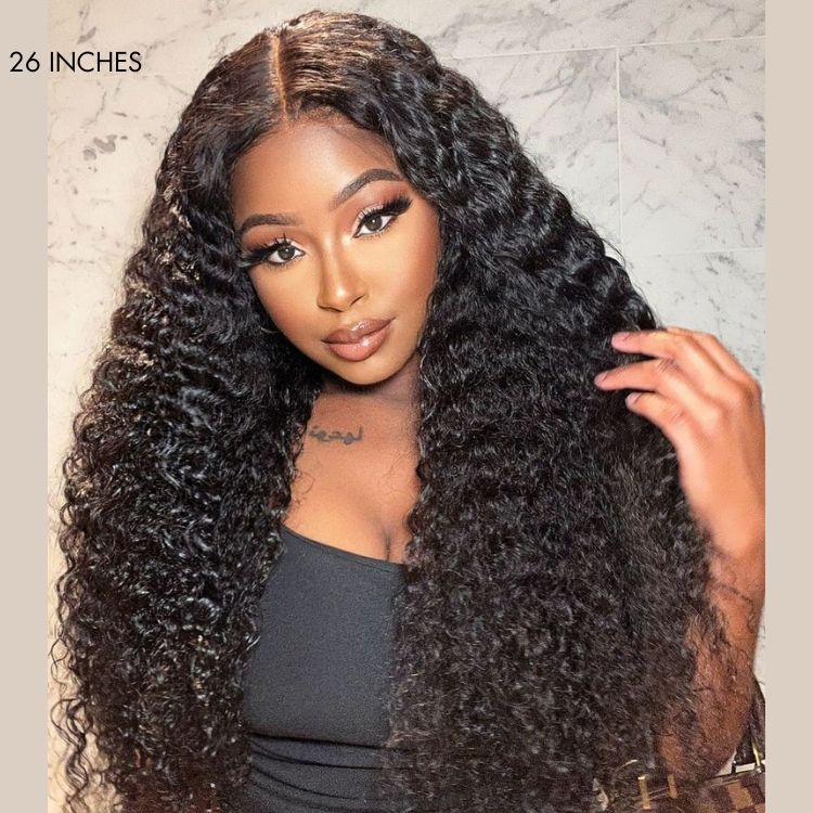 PreMax 250% Density Water Wave Glueless Flexi-Fit Drawstring 13x4 Frontal Lace Fluffy Curly High Density Wig Pre-Cut Lace