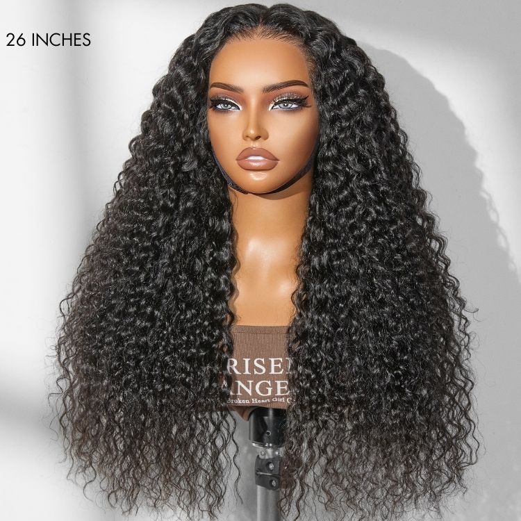 PreMax 250% Density Water Wave Glueless Flexi-Fit Drawstring 13x4 Frontal Lace Fluffy Curly High Density Wig Pre-Cut Lace