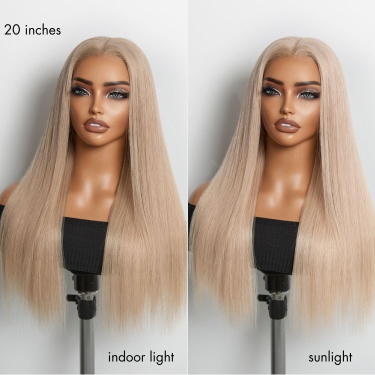 NatureMAX™ 180% Density Ash Blonde Silky Straight Glueless Ear-to-ear 13x4 HD Lace Front Wig Pre-Cut Lace Flexi-Fit Drawstring Cap