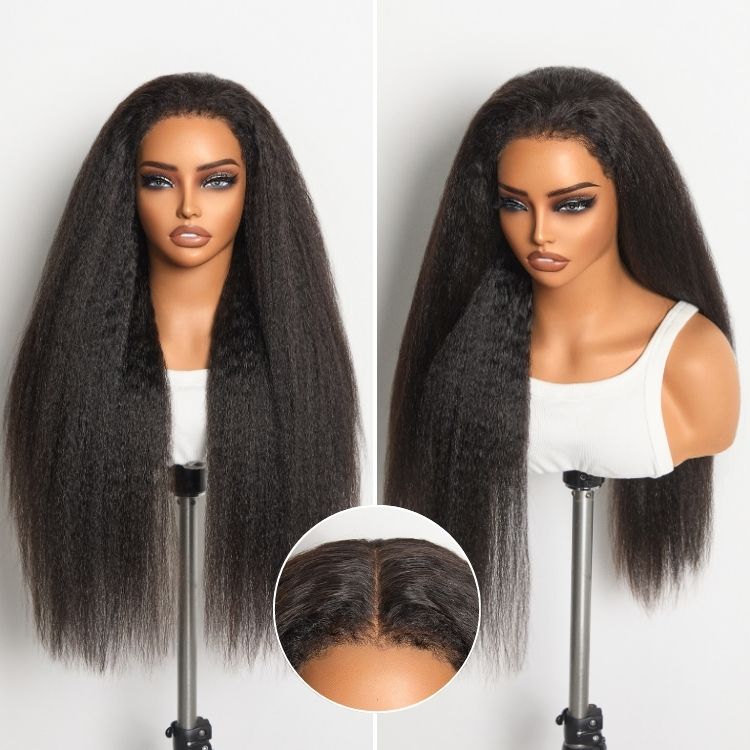 Luvme All-Day Comfort™ Wig 4C Kinky Edges Kinky Straight Glueless 7x6 Closure HD Lace Human Hair Wig Pre-Cut Lace
