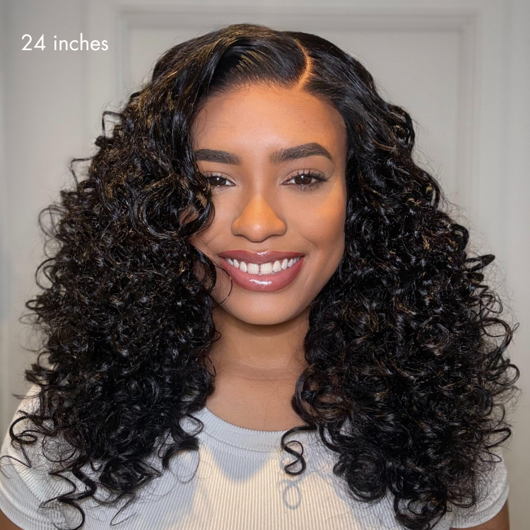 180% Density Bouncy Curls Glueless 5x5 Closure Pre-Cut Lace Layered Curly Wig Breathable Cap