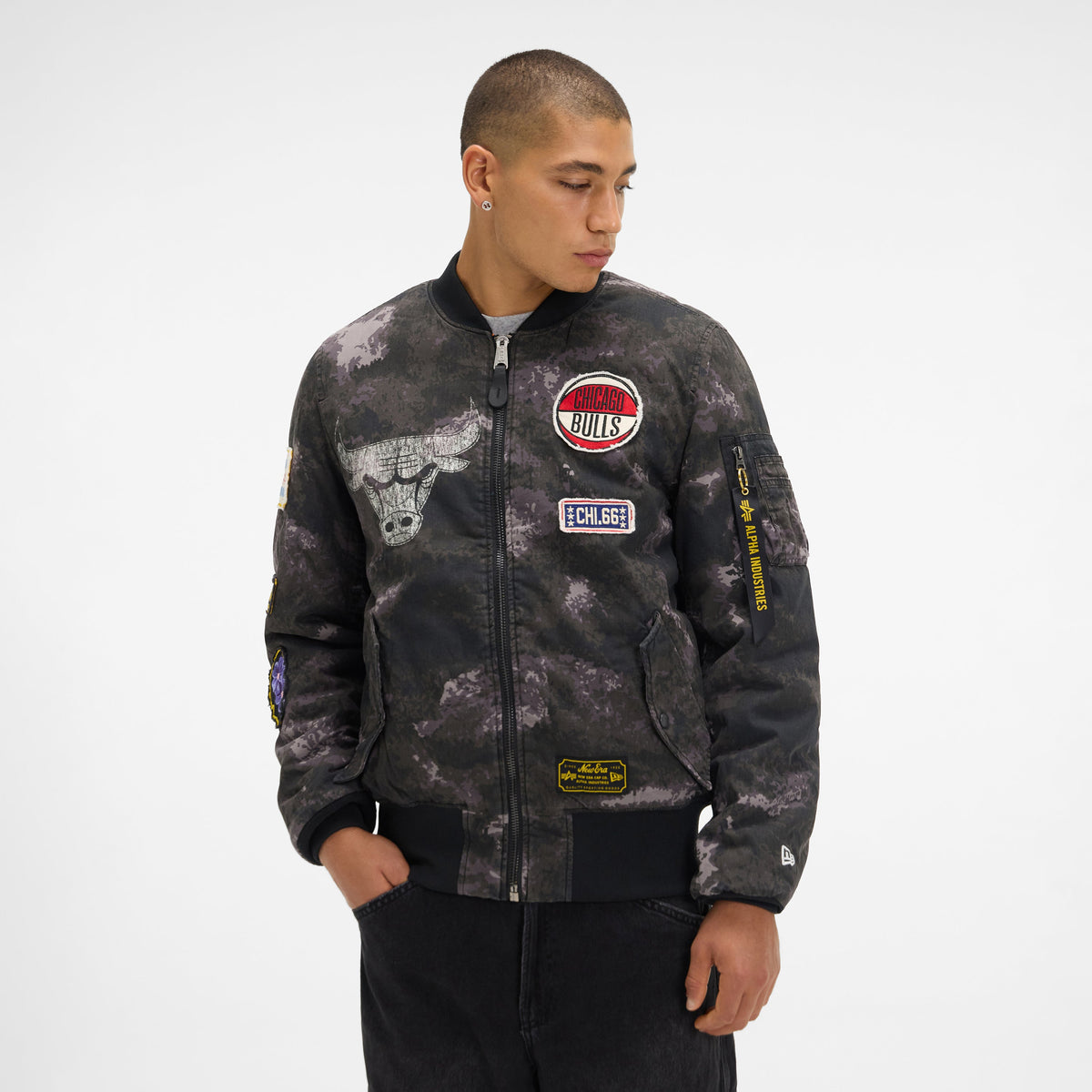 Alpha Industries x Boston Celtics Black Camo MA-1 Bomber Jacket