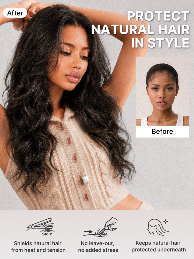 Luvme All-Day Comfort™ Wig 180% / 250% Density Kinky Body Wave / Layered Light Kinky Straight PartingMax Glueless 7x6 Closure HD Lace Wig Pre-Cut Lace