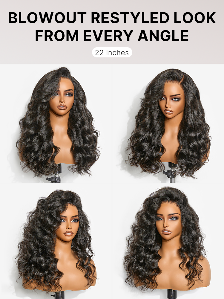 Luvme All-Day Comfort™ Wig 180% / 250% Density Kinky Body Wave / Layered Light Kinky Straight PartingMax Glueless 7x6 Closure HD Lace Wig Pre-Cut Lace
