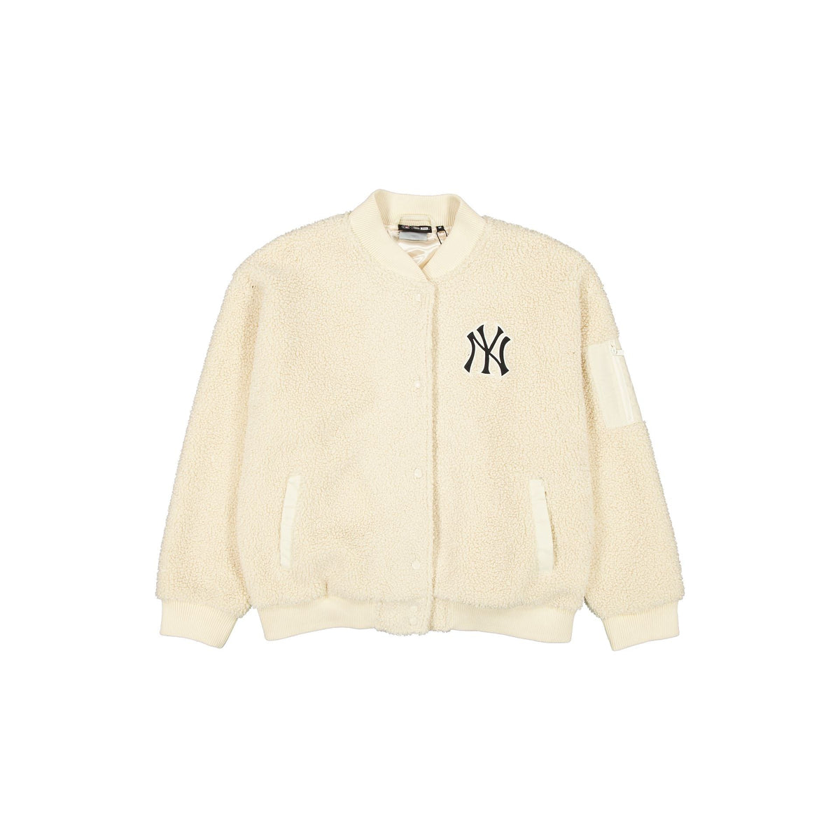 New York Yankees Sherpa Light Beige Women's Bomber Jacket