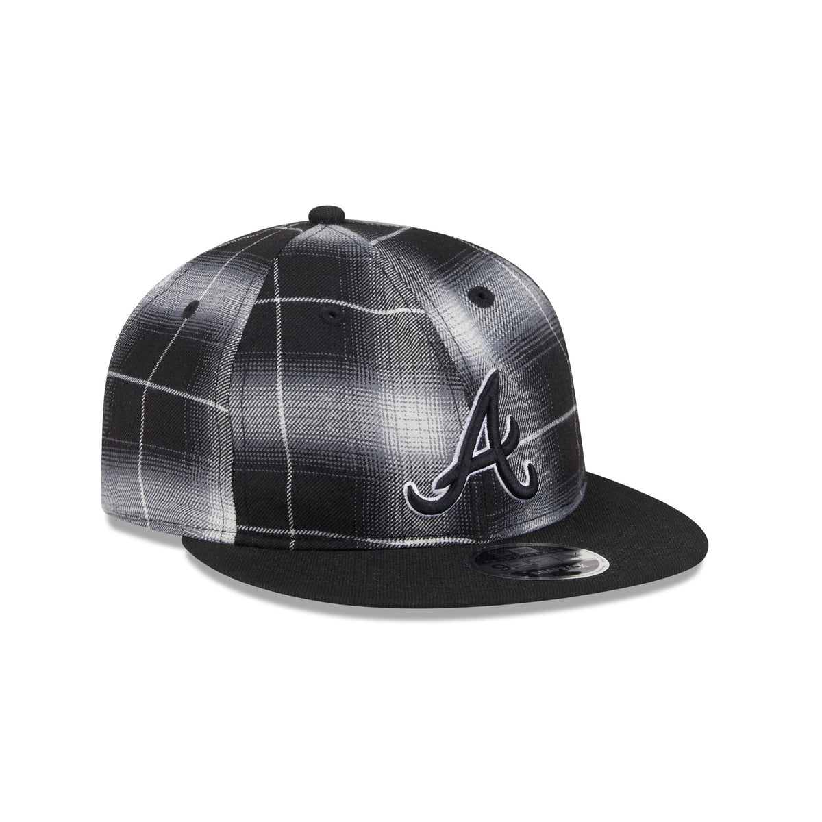 Atlanta Braves Black and White Plaid Retro Crown 9FIFTY Snapback Hat