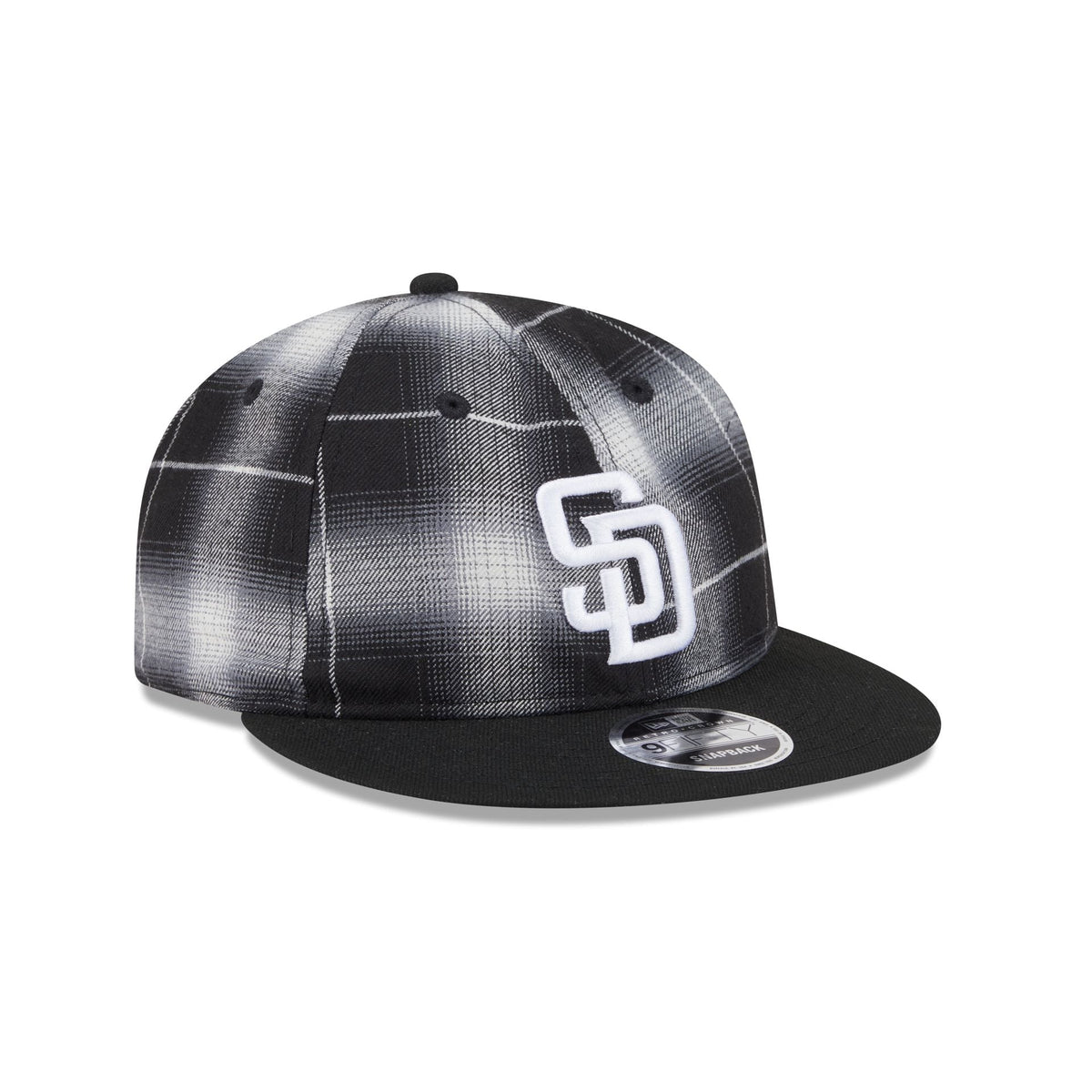 San Diego Padres Black and White Plaid Retro Crown 9FIFTY Snapback Hat