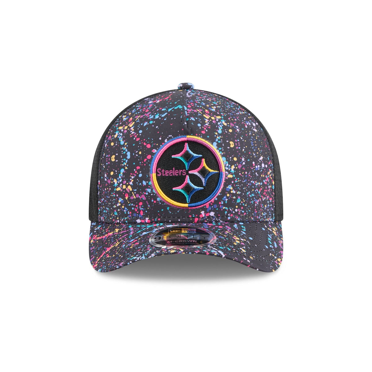 Pittsburgh Steelers 2025 Crucial Catch 9FORTY M-Crown A-Frame Trucker Hat