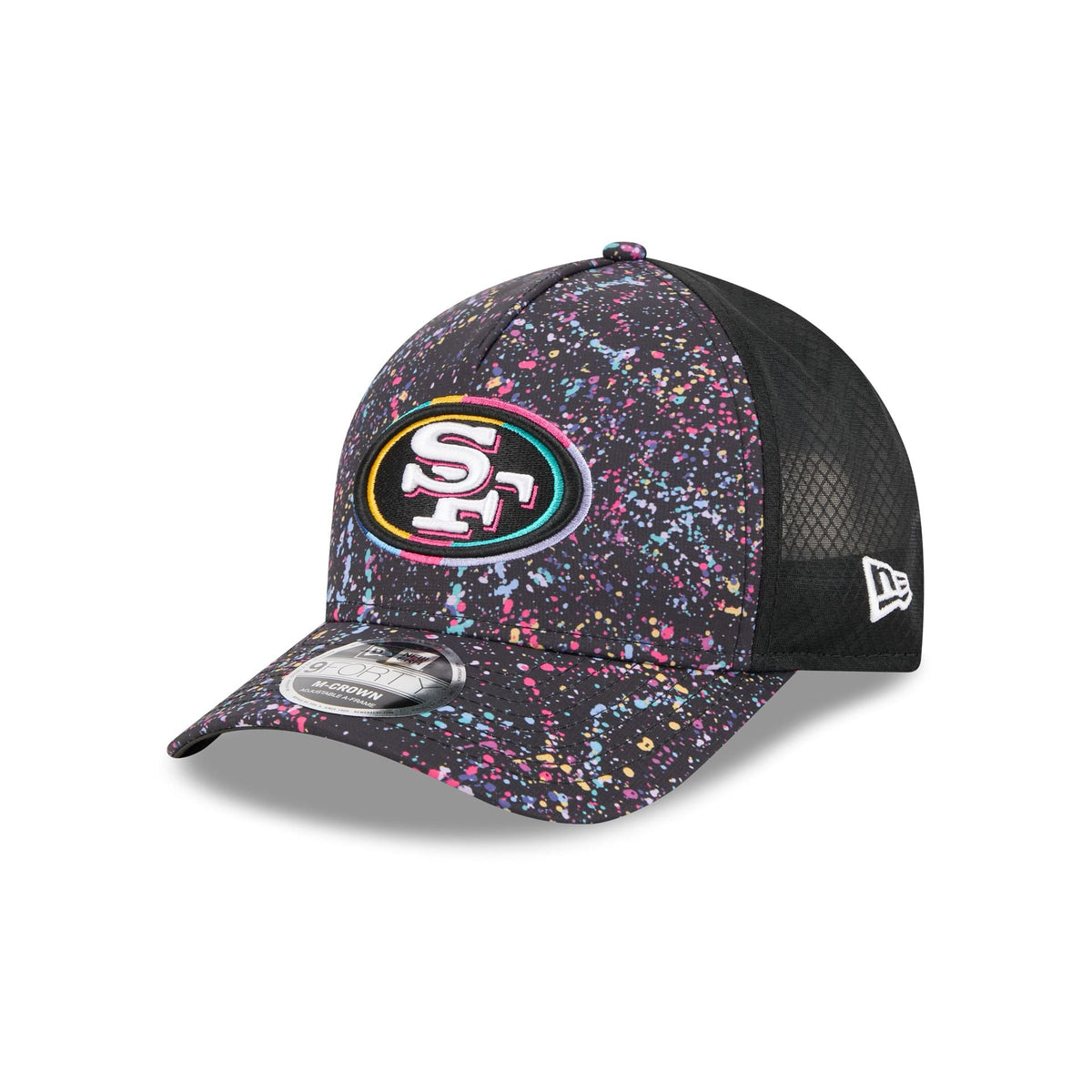 San Francisco 49ers 2025 Crucial Catch 9FORTY M-Crown A-Frame Trucker Hat