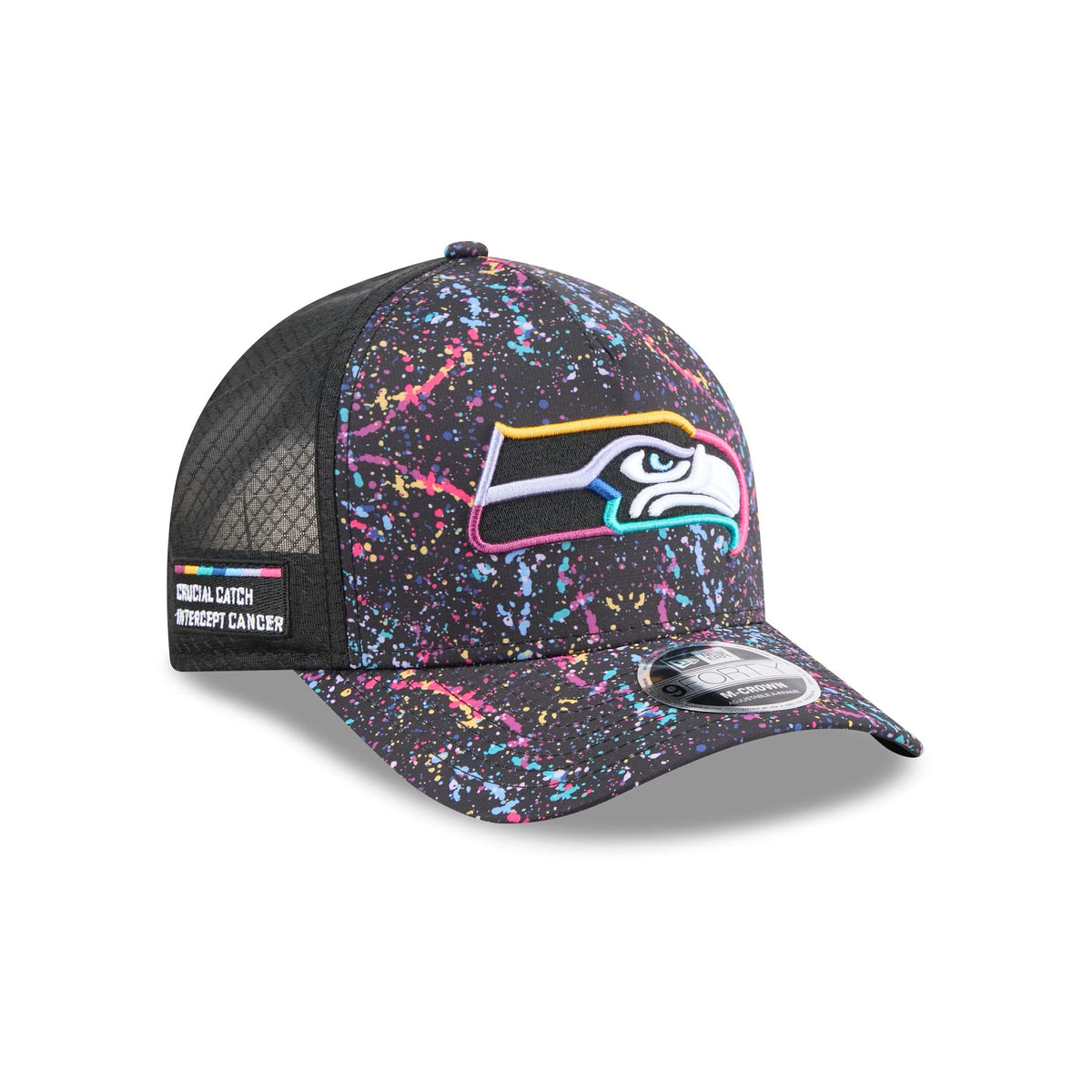 Seattle Seahawks 2025 Crucial Catch 9FORTY M-Crown A-Frame Trucker Hat