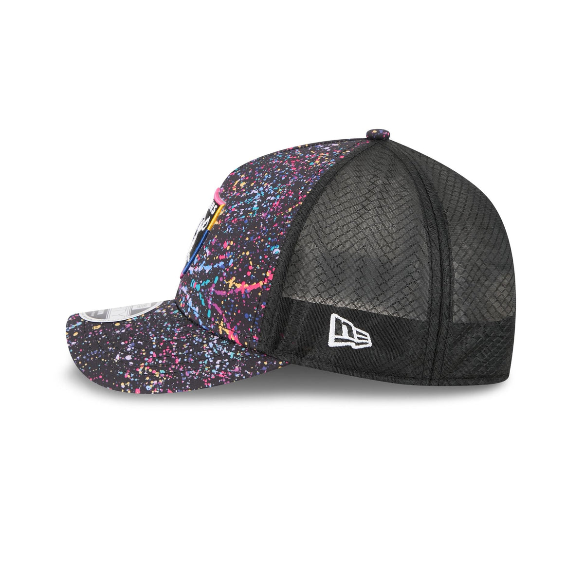 Las Vegas Raiders 2025 Crucial Catch 9FORTY M-Crown A-Frame Trucker Hat