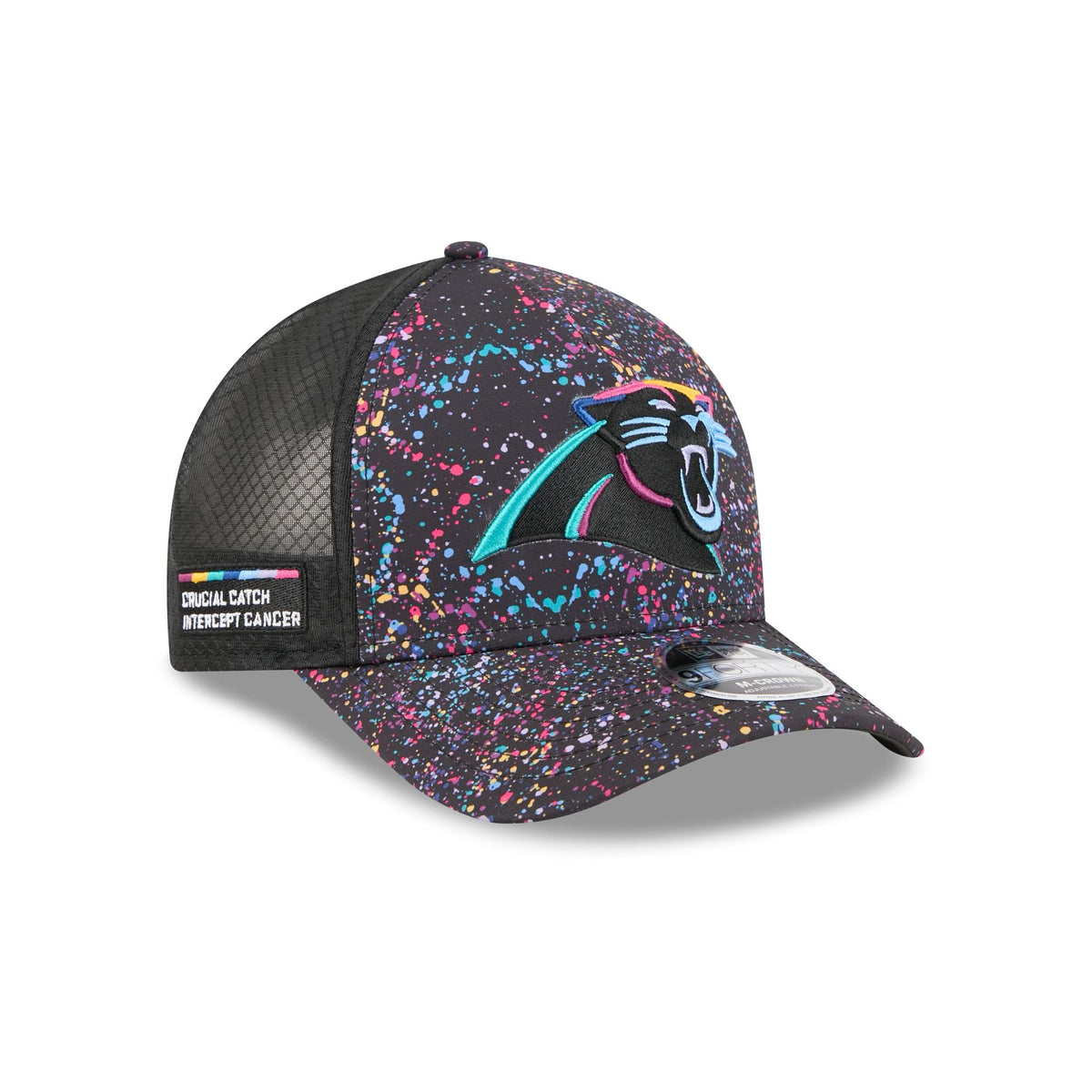 Carolina Panthers 2025 Crucial Catch 9FORTY M-Crown A-Frame Trucker Hat