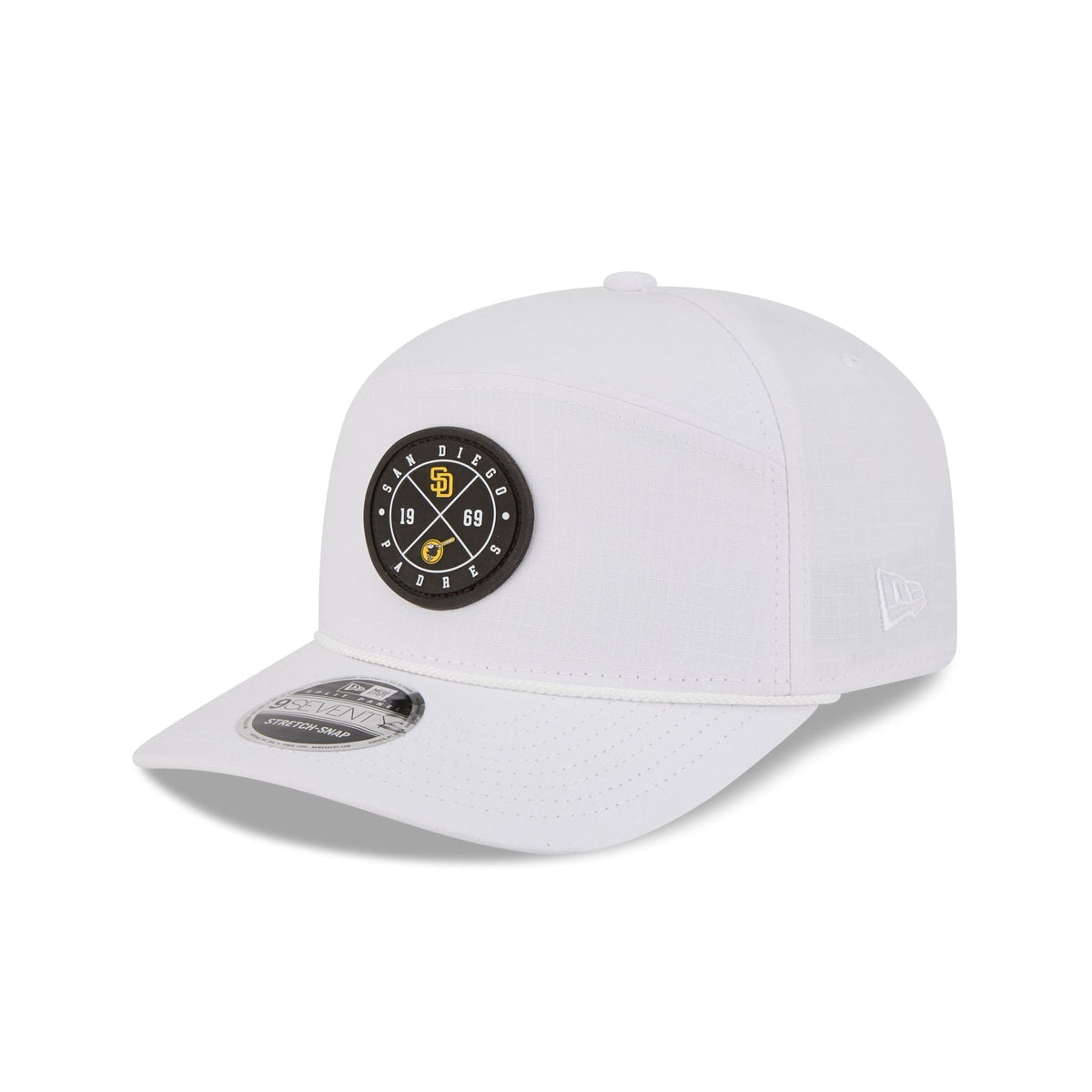San Diego Padres Circle Logo White Split Panel 9SEVENTY Stretch-Snap Hat