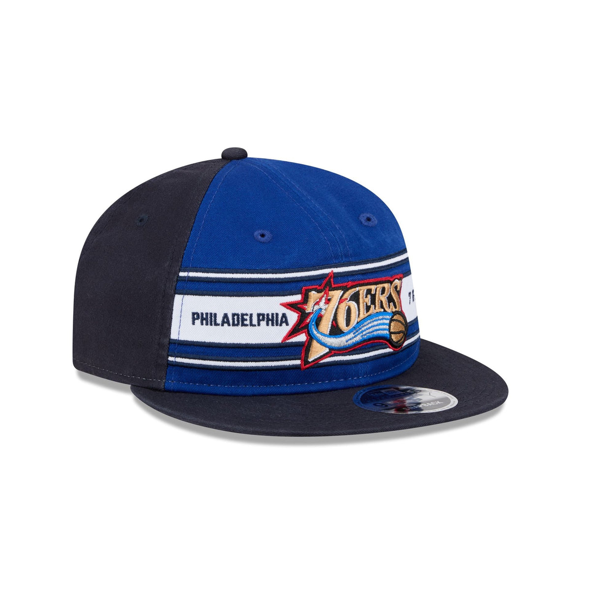Philadelphia 76ers Team Stripes Retro Crown 9FIFTY Snapback Hat