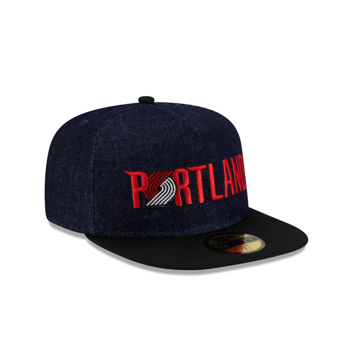 Portland Trail Blazers Navy Denim 59FIFTY A-Frame Fitted Hat