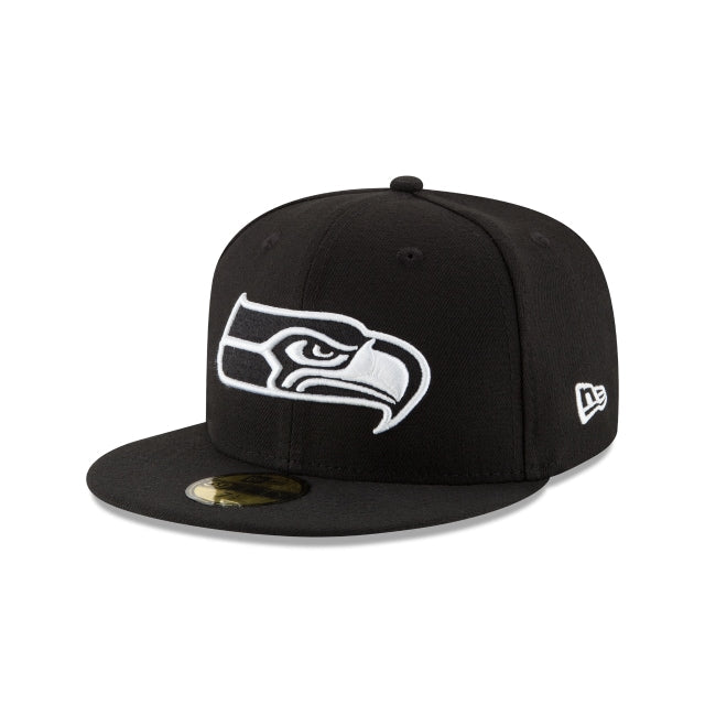 Seattle Seahawks Black & White 59FIFTY Fitted Hat